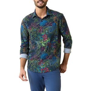 $138 Tommy Bahama Sz L Coast Glow Palms Coastline Shirt Island Zone Tropical NEW